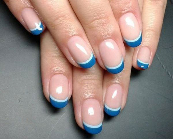 Blue And Silver French Nail Model 29